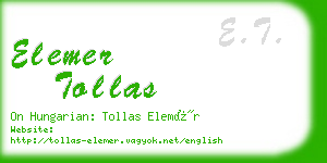 elemer tollas business card